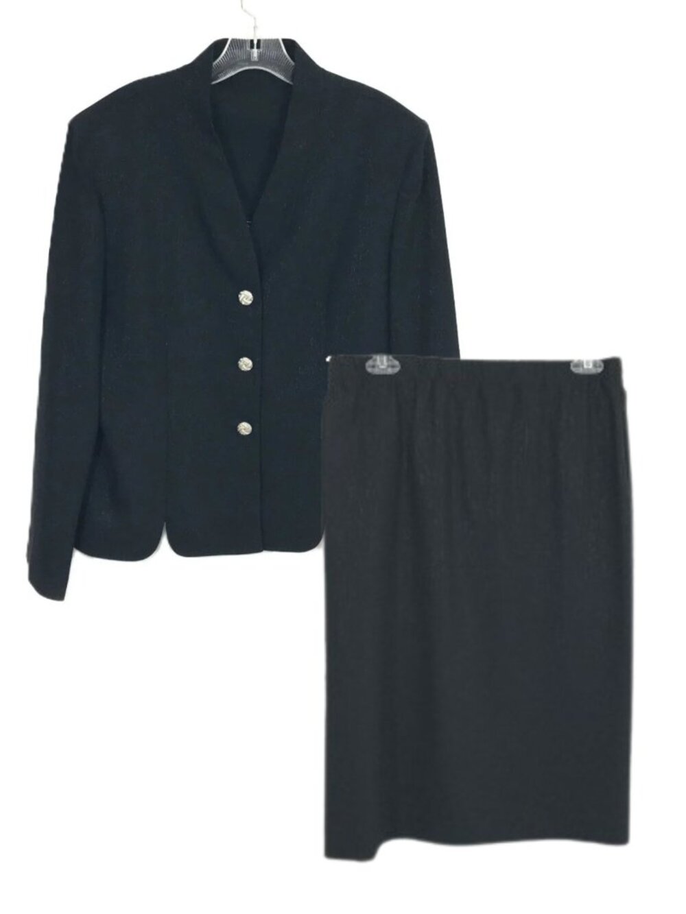 Vintage Southern Lady 2 Piece Skirt Set Evening Skirt Blazer Black Sparkly Sz 14